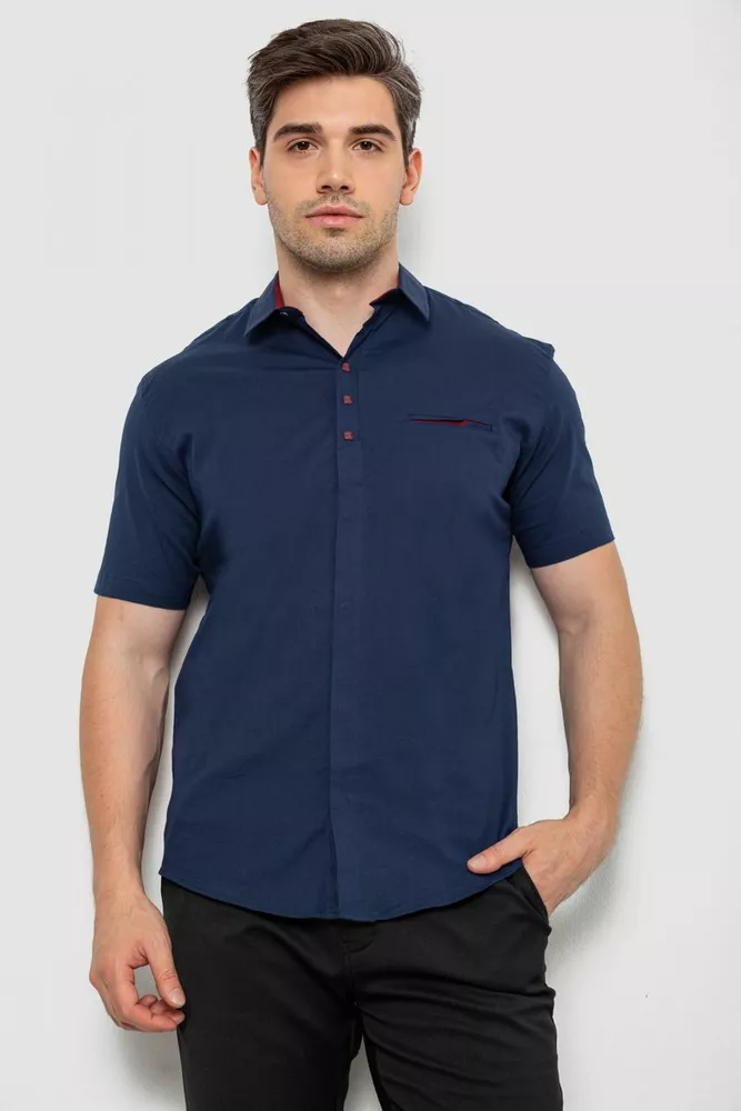 Купить Рубашка мужская, цвет темно-синий, 186R7326 - Фото №1