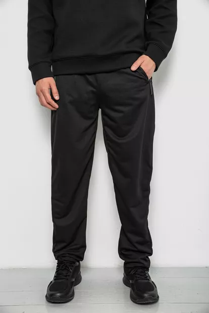 Спортивные штаны мужские однотонные, цвет черный, 244R41740