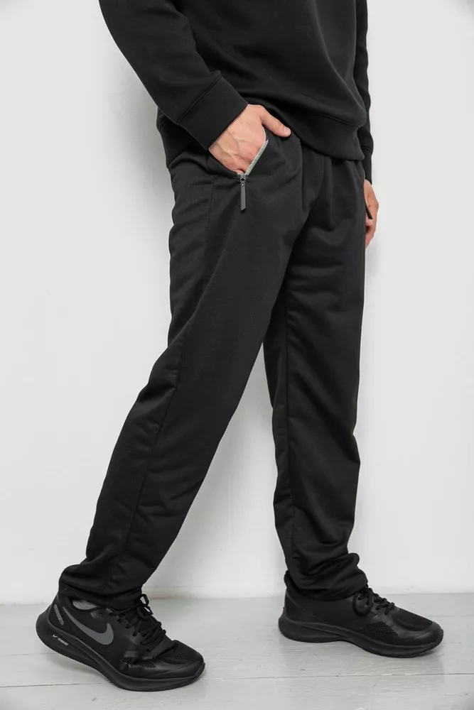 Купить Спортивные штаны мужские однотонные, цвет черный, 244R41740 оптом - Фото №3