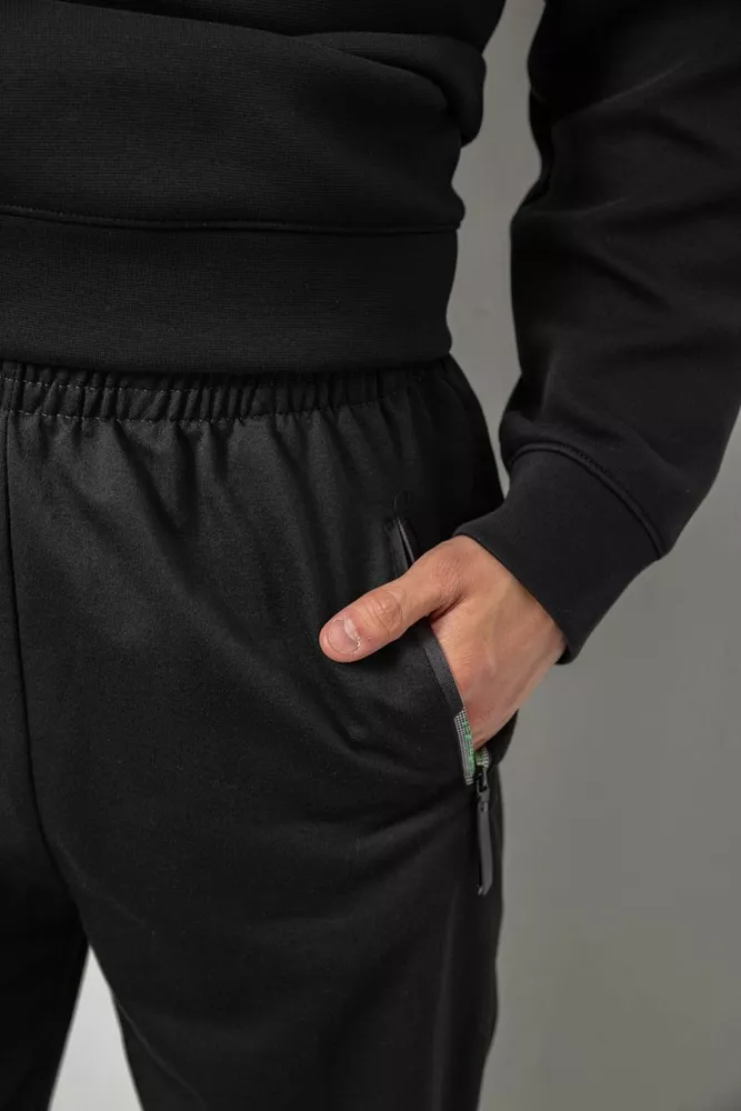 Купить Спортивные штаны мужские однотонные, цвет черный, 244R41740 оптом - Фото №5
