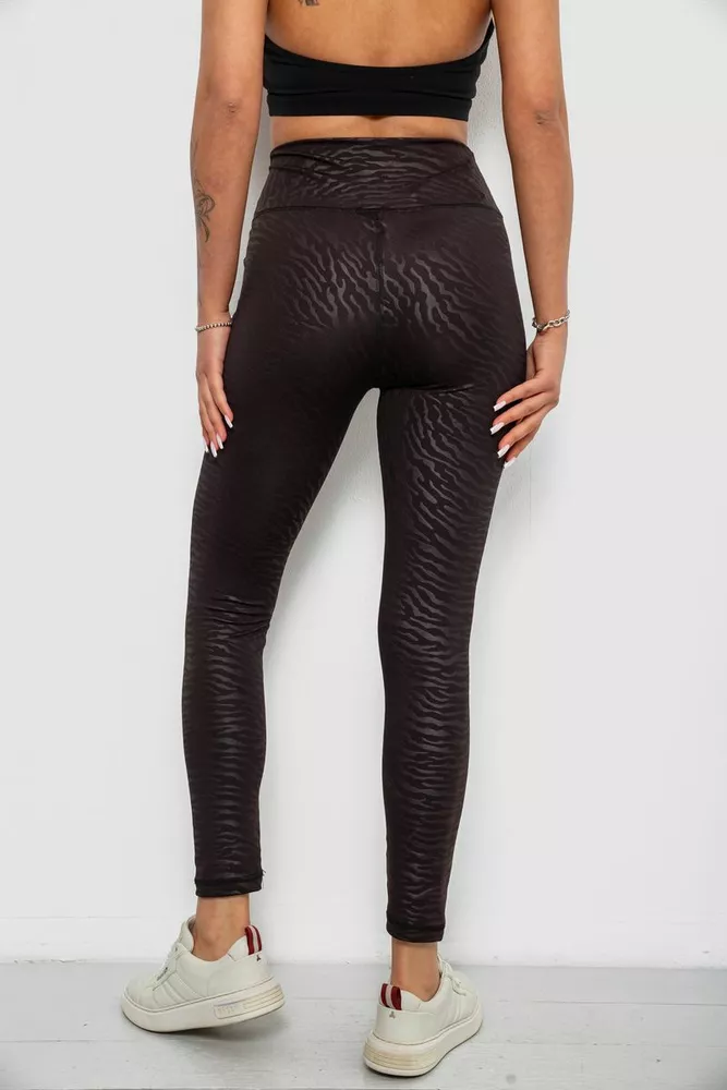 Купити Лосини жіночі однотонні з принтом, колір чорний, 214R923 оптом - Фото №4
