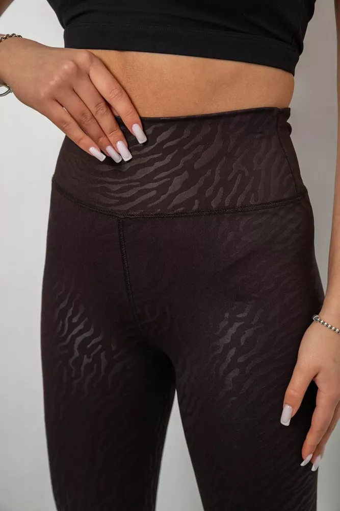 Купити Лосини жіночі однотонні з принтом, колір чорний, 214R923 оптом - Фото №5