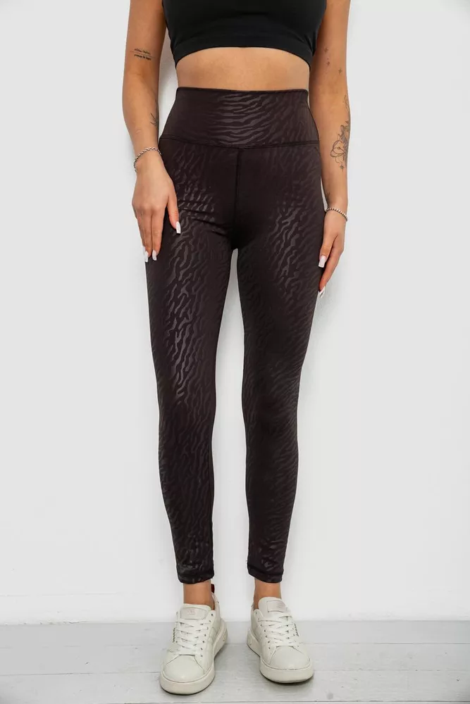 Купити Лосини жіночі однотонні з принтом, колір чорний, 214R923 оптом - Фото №1