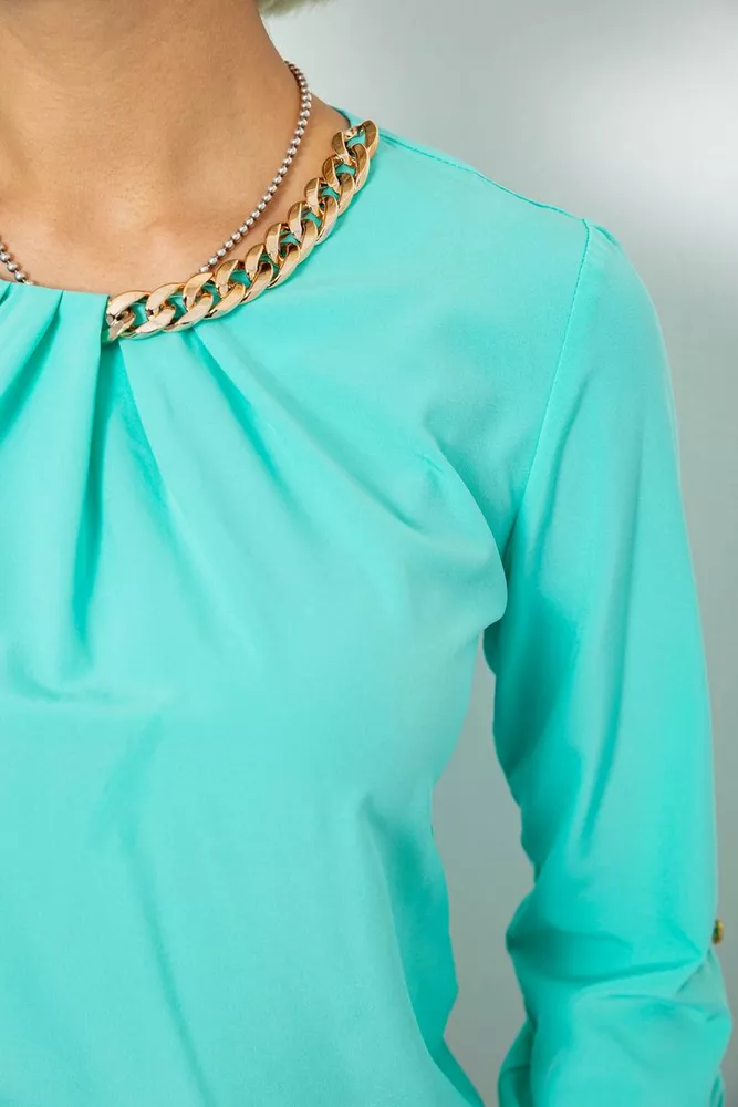 Купити Блуза однотонна  -уцінка, колір м'ятний, 230R306-U-97 - Фото №5