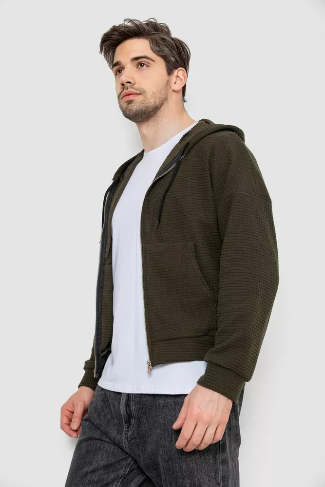 Купить Кофта мужская на молнии с капюшоном, цвет хаки, 238R103-1 - Фото №3