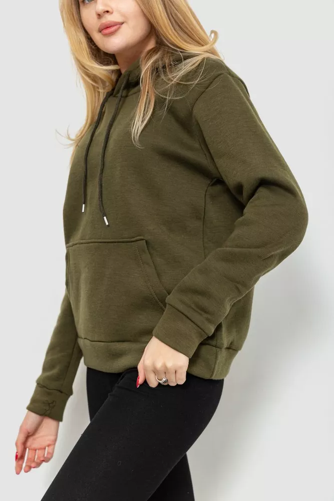 Купити Худи женский на флисе, колір хакі, 229R150 - Фото №3