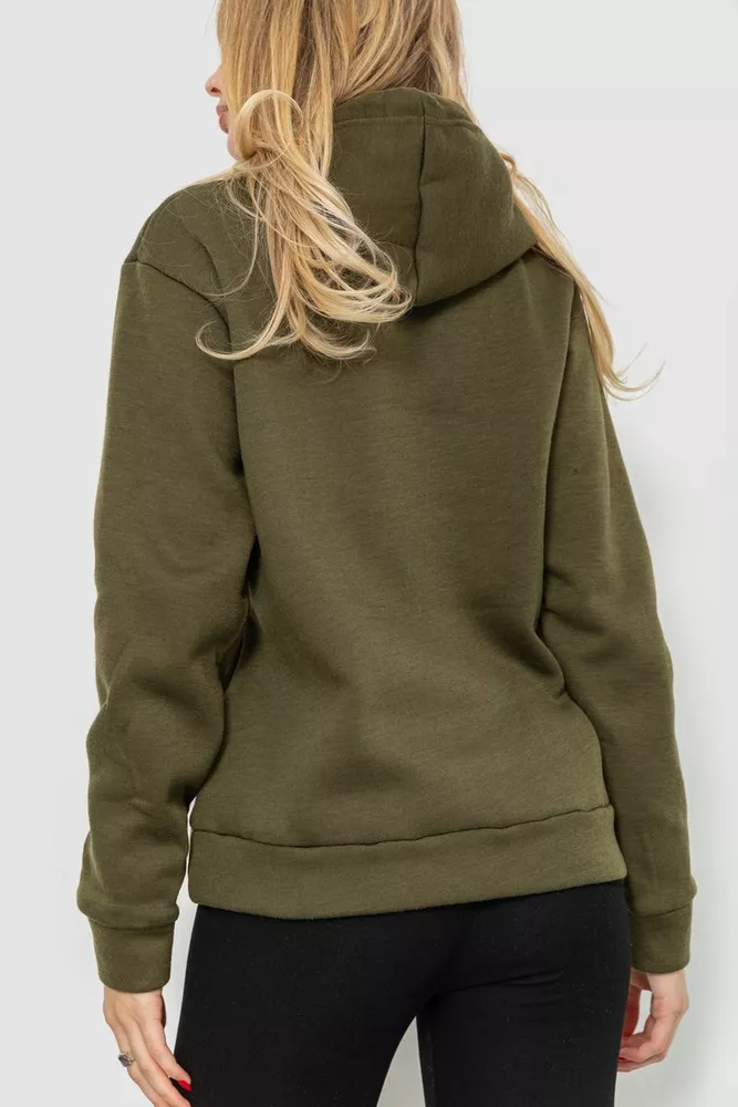 Купити Худи женский на флисе, колір хакі, 229R150 - Фото №4