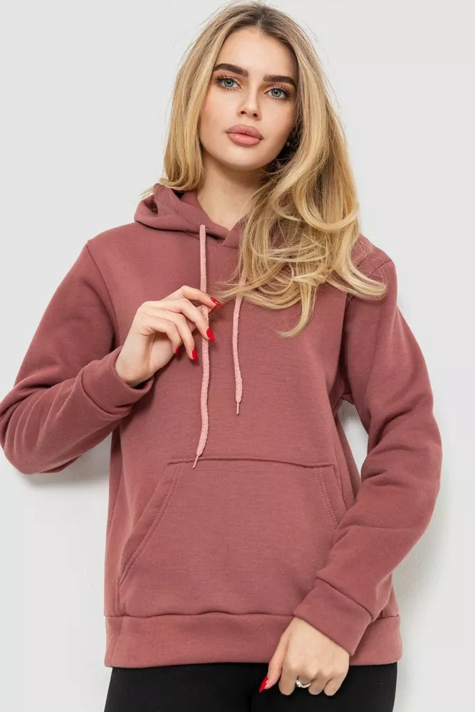 Купити Худи женский на флисе, колір сливовий, 229R150 - Фото №1