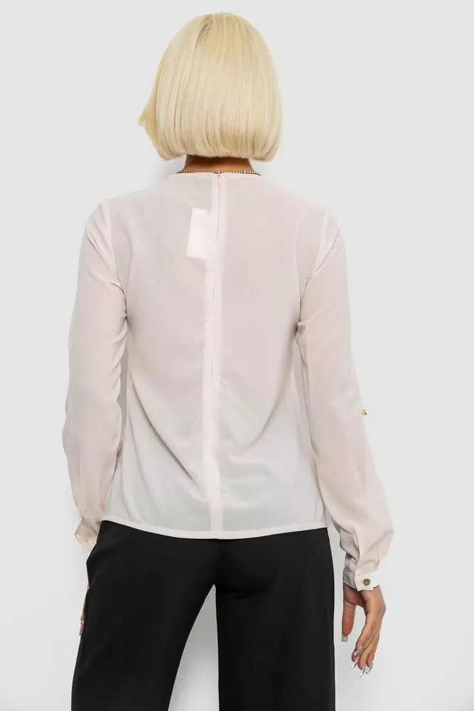 Купить Блуза однотонная  -уценка, цвет бежевый, 230R306-U-90 - Фото №4