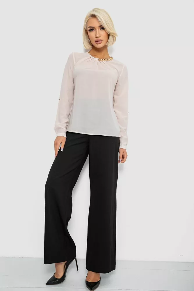 Купити Блуза однотонна  -уцінка, колір бежевий, 230R306-U-91 - Фото №2