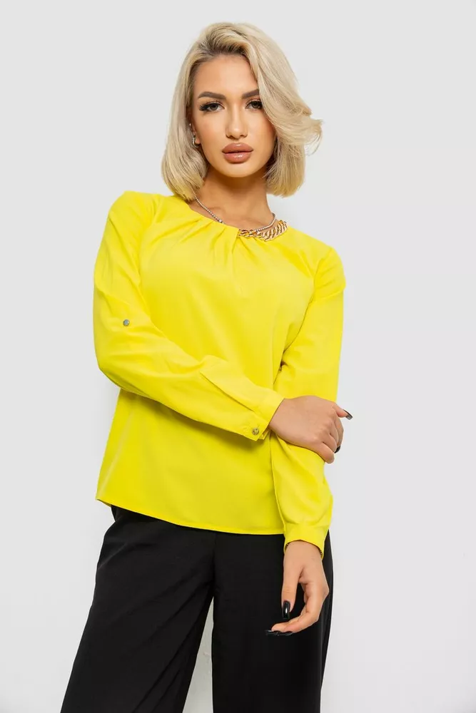 Купити Блуза однотонна  -уцінка, колір жовтий, 230R306-U-93 - Фото №1