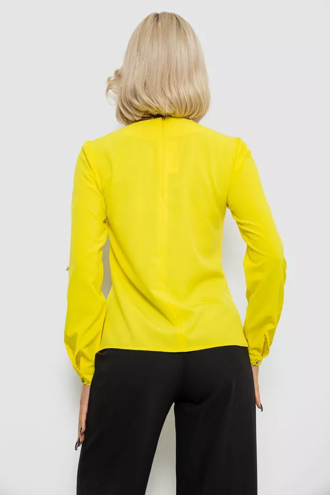 Купити Блуза однотонна  -уцінка, колір жовтий, 230R306-U-95 - Фото №4