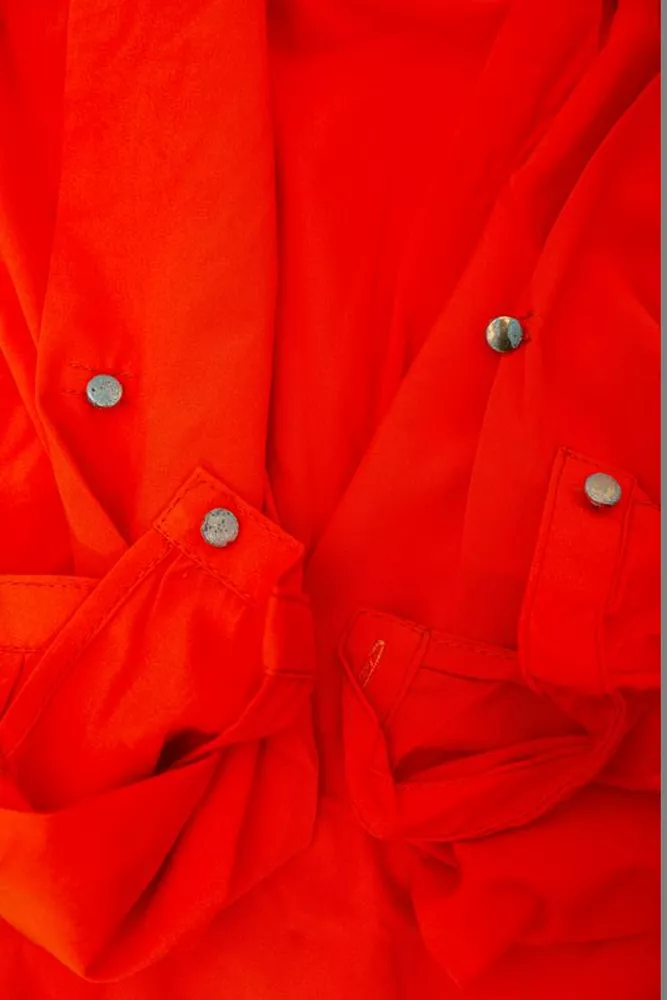 Купити Блуза однотонна  -уцінка, колір помаранчевий, 230R306-U-87 - Фото №7