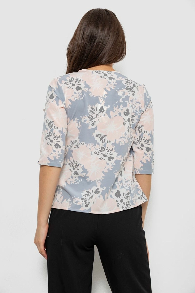 Купити Блуза з квітковим принтом, колір сірий, 230R112-17 - Фото №4