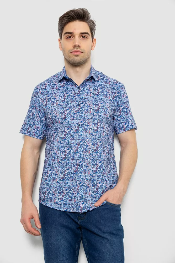 Купить Рубашка мужская с принтом, цвет синий, 186R7341 - Фото №1