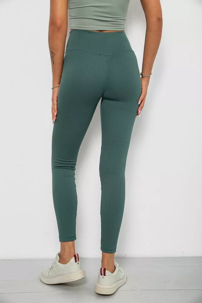 Купить Лосины однотонные в рубчик, цвет темно-оливковый, 244R312-5 - Фото №4