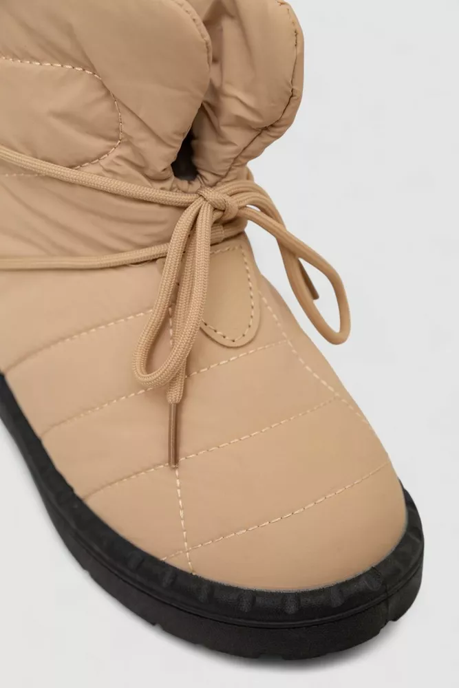 Купить Дутики женские зимние на меху, цвет черно-бежевый, 248RFM19 - Фото №2