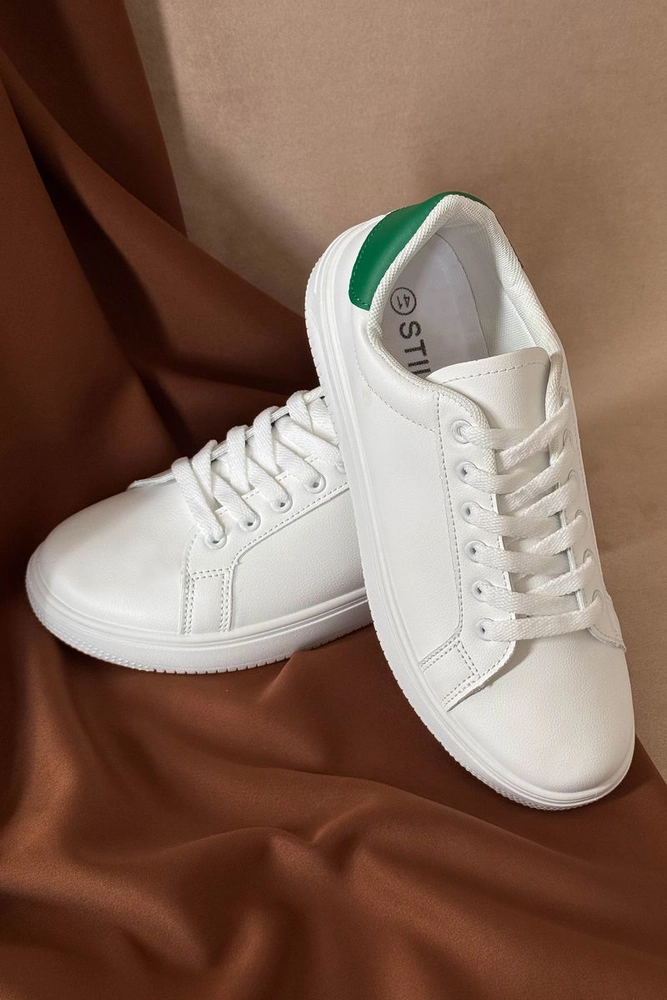 Купити Кеди чоловічі, колір біло-зелений, 248RR191 - Фото №1