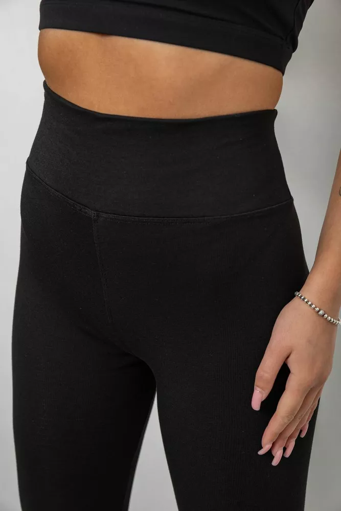 Купити Лосини жіночі однотонні на флісі, колір чорний, 214R335 - Фото №5