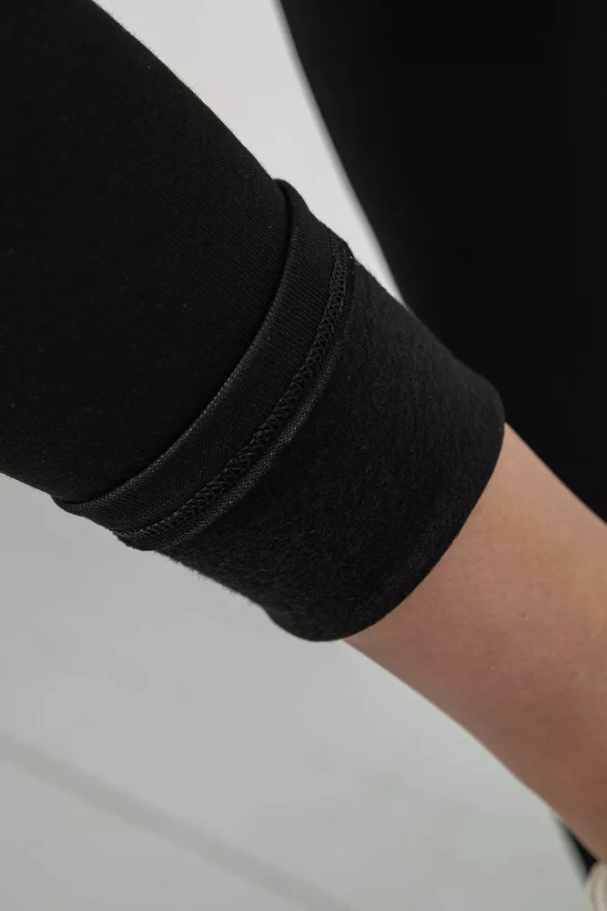 Купити Лосини жіночі однотонні на флісі, колір чорний, 214R335 - Фото №6