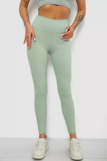 Лосины однотонные в рубчик, цвет фисташковый, 244R312-5