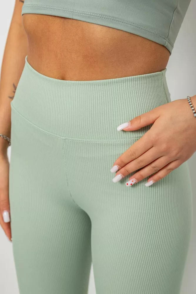 Купить Лосины однотонные в рубчик, цвет фисташковый, 244R312-5 - Фото №5