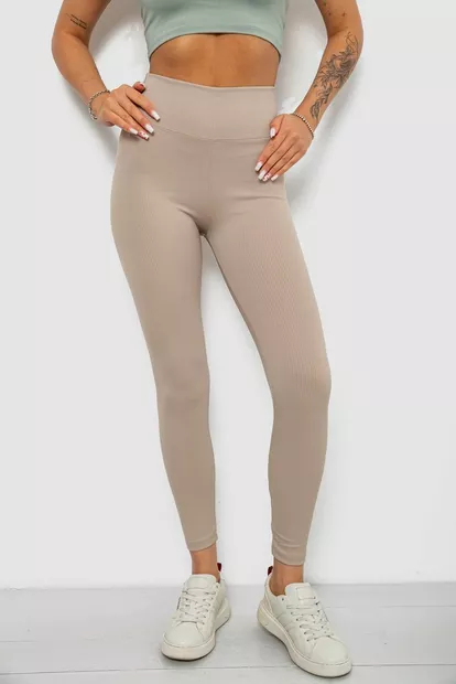 Лосини однотонні в рубчик, колір світло-бежевий, 244R312-5