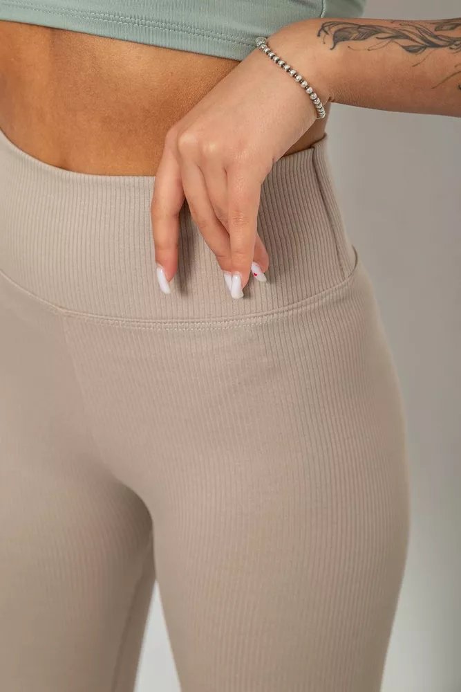 Купить Лосины однотонные в рубчик, цвет светло-бежевый, 244R312-5 - Фото №5