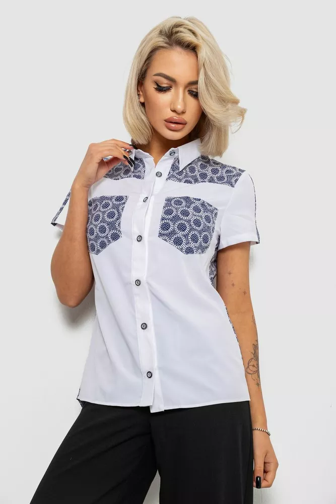 Купити Сорочка класична з принтом, колір синьо-білий, 230R7214-1 - Фото №3