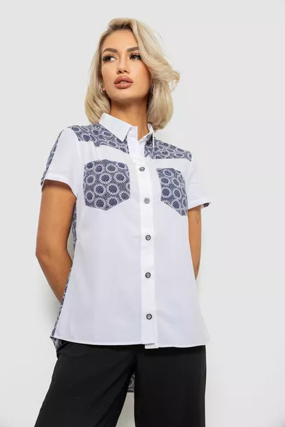 Сорочка класична з принтом, колір синьо-білий, 230R7214-1
