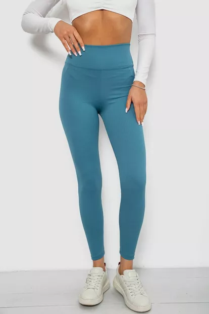 Лосины однотонные в рубчик, цвет джинс, 244R312-5