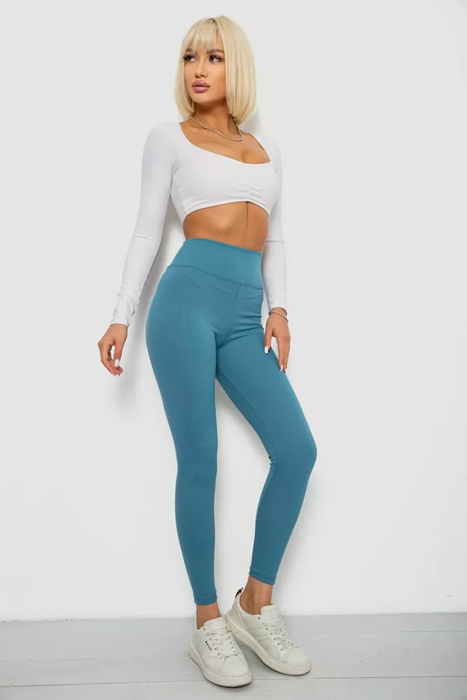 Купить Лосины однотонные в рубчик, цвет джинс, 244R312-5 - Фото №2