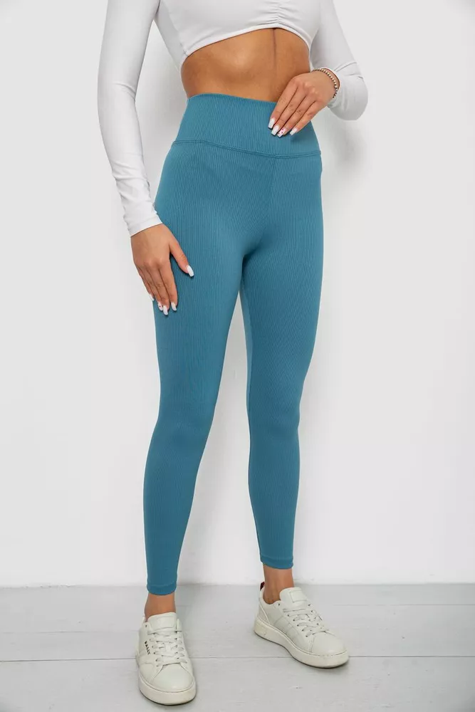 Купить Лосины однотонные в рубчик, цвет джинс, 244R312-5 - Фото №3