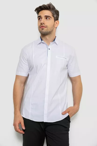 Мужская рубашка с принтом, цвет белый, 186R7108