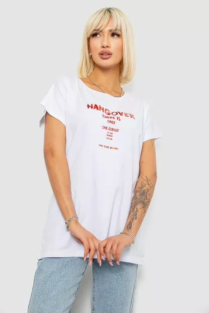 Футболка женская с принтом, цвет белый, 244R2402