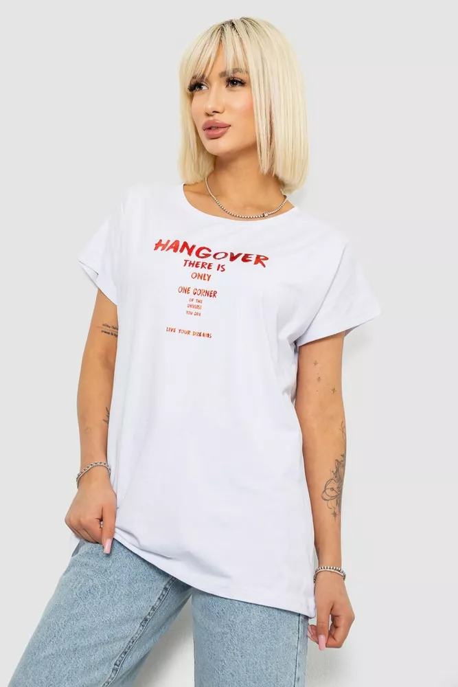 Купить Футболка женская с принтом, цвет белый, 244R2402 - Фото №3
