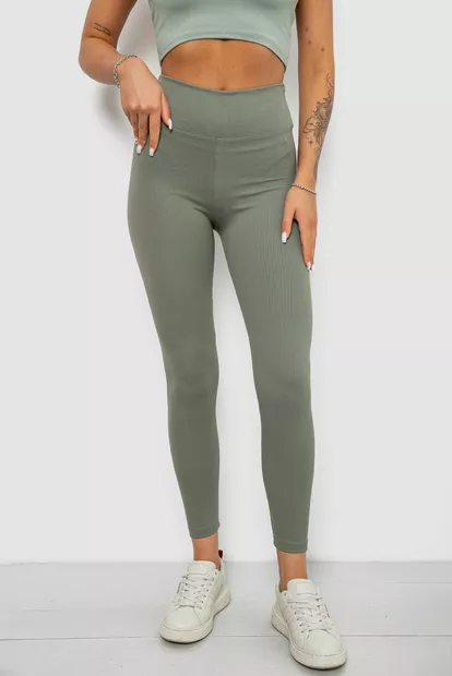 Лосины однотонные в рубчик, цвет оливковый, 244R312-5