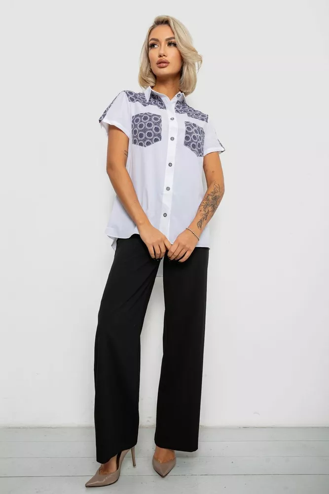 Купити Сорочка класична з принтом, колір біло-синій, 230R7214-1 - Фото №2