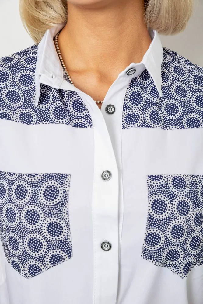 Купити Сорочка класична з принтом, колір біло-синій, 230R7214-1 - Фото №5
