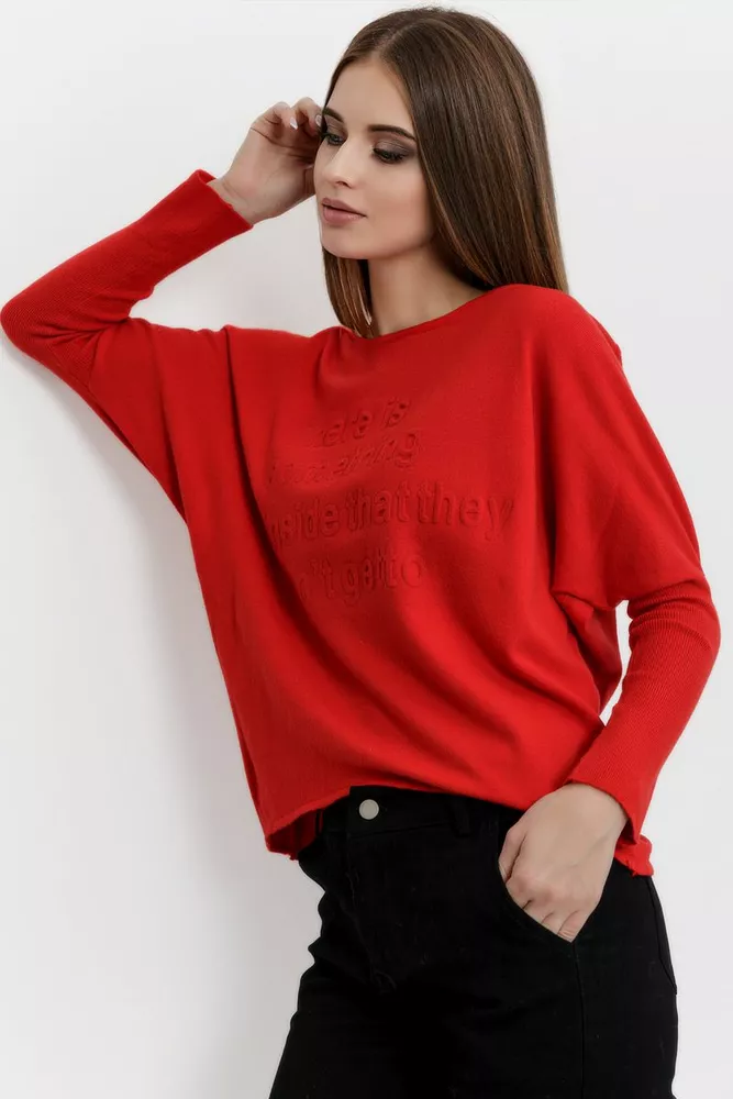 Купити Светр жіночий, колір червоний, 167R156108-B оптом - Фото №3