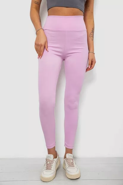 Лосины однотонные в рубчик, цвет светло-розовый, 244R312-5