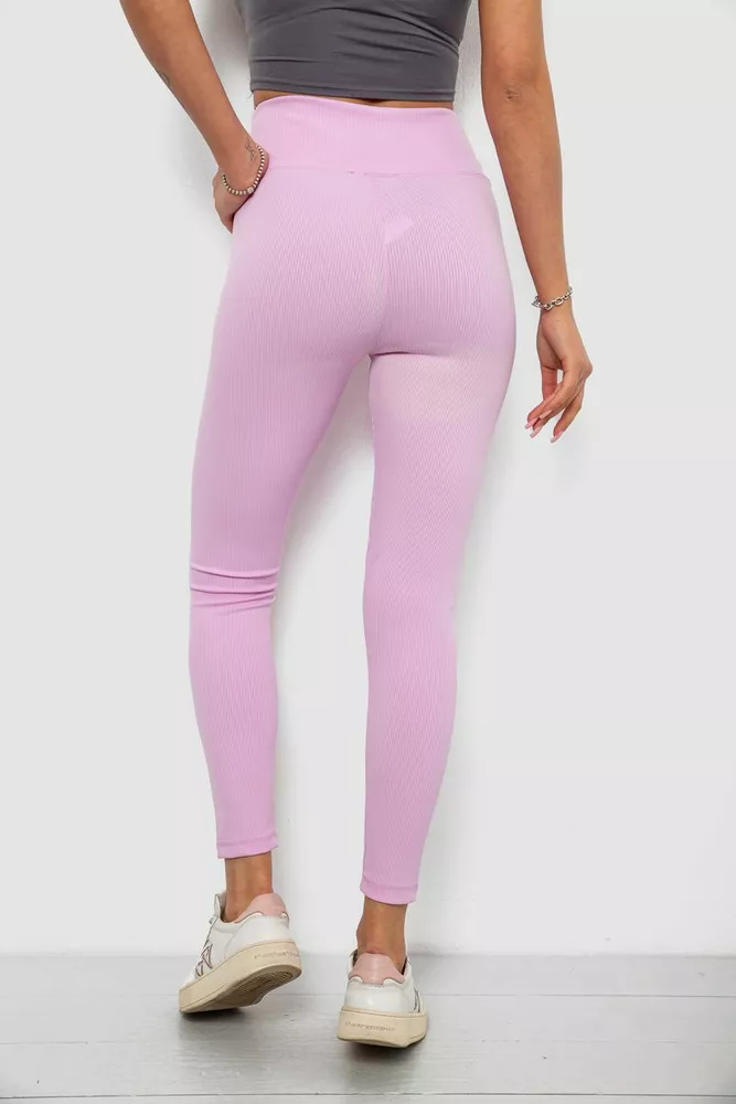 Купить Лосины однотонные в рубчик, цвет светло-розовый, 244R312-5 - Фото №4