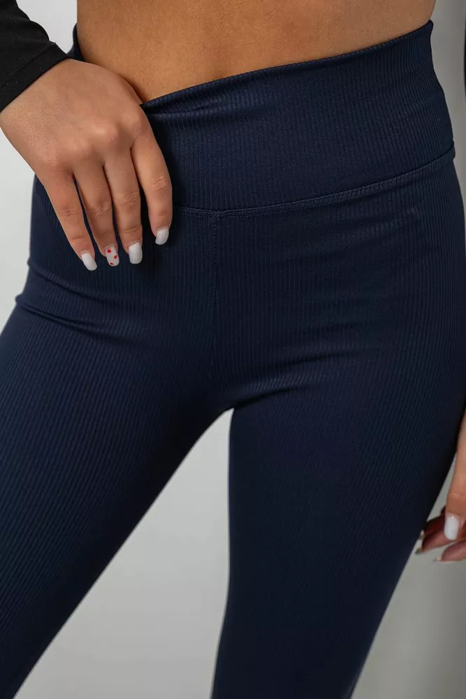 Купить Лосины однотонные в рубчик, цвет синий, 244R312-5 - Фото №5