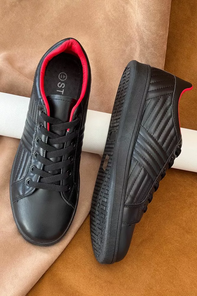 Купить Кеды мужские, цвет черно-красный, 248RR222 - Фото №2