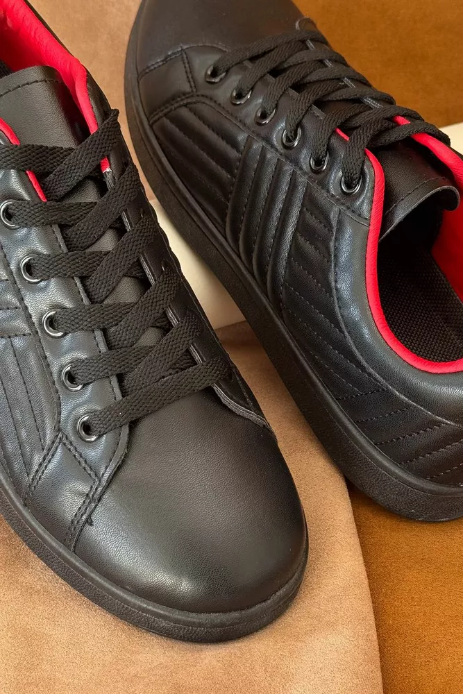 Купить Кеды мужские, цвет черно-красный, 248RR222 - Фото №3