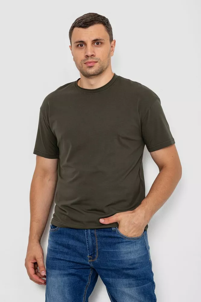 Купить Футболка мужская однотонная, цвет хаки, 102R1102 - Фото №1