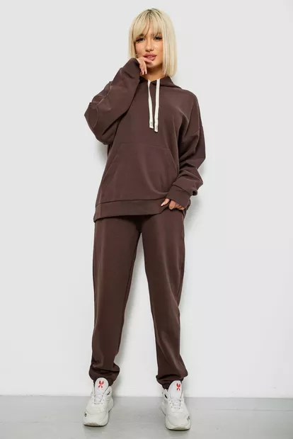 Спортивный костюм женский однотонный, цвет шоколадный, 244R1070AG