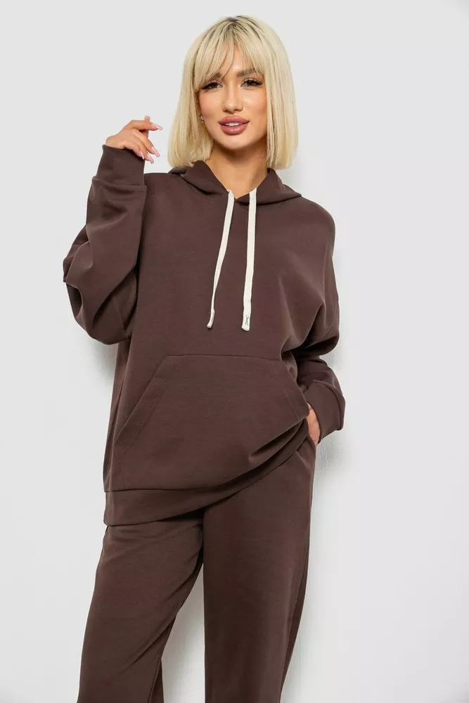 Купить Спортивный костюм женский однотонный, цвет шоколадный, 244R1070AG - Фото №2