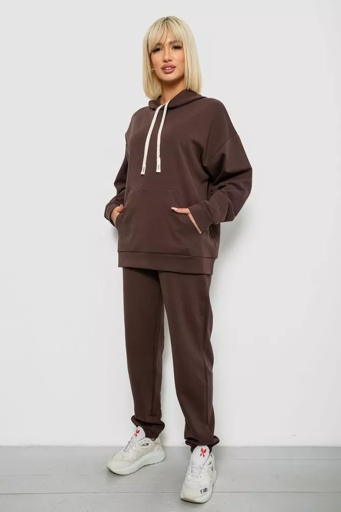 Купить Спортивный костюм женский однотонный, цвет шоколадный, 244R1070AG - Фото №3