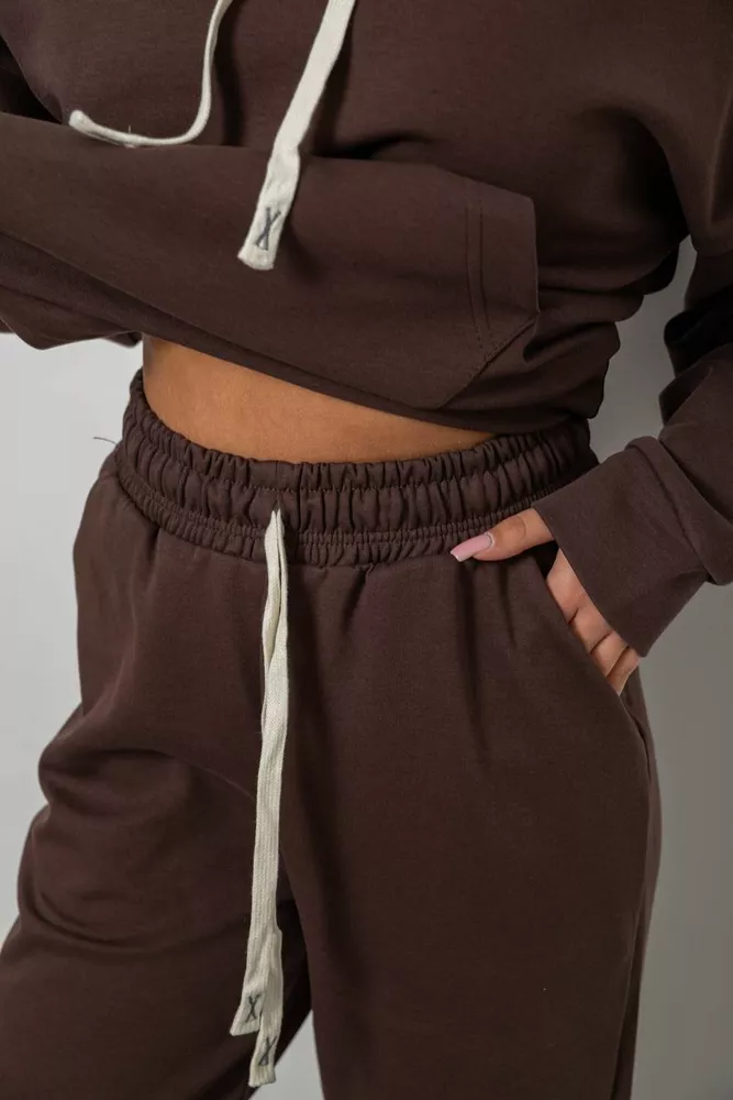 Купить Спортивный костюм женский однотонный, цвет шоколадный, 244R1070AG - Фото №5